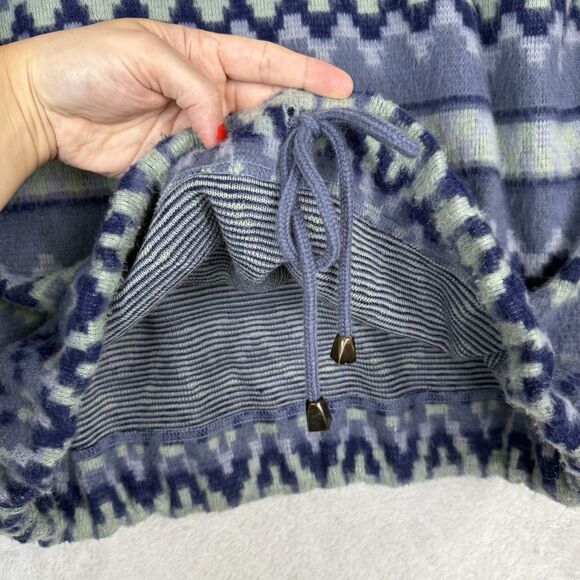 Vtg Aztec Pullover Jacket Womens Medium Blue Green Tribal Southwest Cozy Fuzzy - Picture 5 of 11